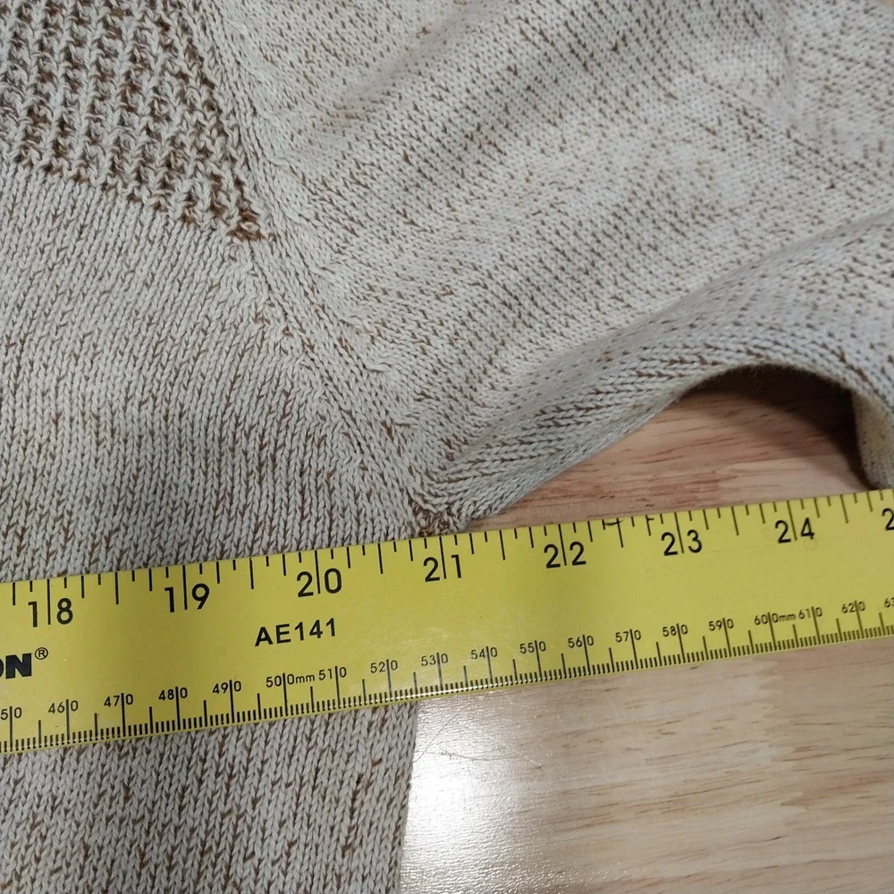 BKE Mens Quarter Zip Pullover Sweater Textured Cotton Large Tan Marled